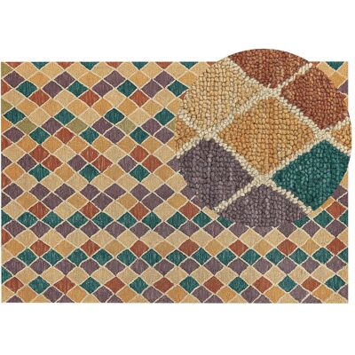 Beliani Woll Mehrfarbiger Geometrischer Muster Teppich 160x230cm Beliani Woll Mehrfarbiger Geometrischer Muster Teppich 160x230cm