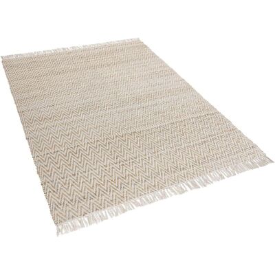 Beliani Beigene Jute Baumwoll-Teppich - Boho Stil Beliani Beigene Jute Baumwoll-Teppich - Boho Stil