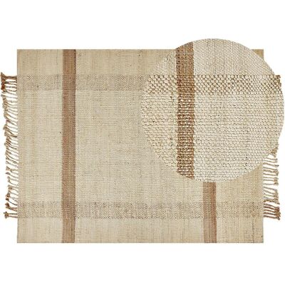 Beliani Jute Teppich - Natürlicher, Geometrischer Muster, Fransen - Teppich Beliani Jute Teppich - Natürlicher, Geometrischer Muster, Fransen - Teppich