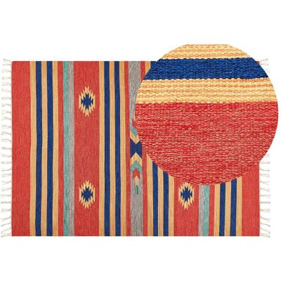 Beliani Baumwoll Kilim Teppich - Geometrisches Muster - Wendbar - 140x200 cm Beliani Baumwoll Kilim Teppich - Geometrisches Muster - Wendbar - 140x200 cm