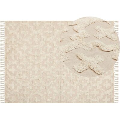 Beliani Baumwoll-Teppich 160 x 230 cm Beige - Teppich Beliani Baumwoll-Teppich 160 x 230 cm Beige - Teppich
