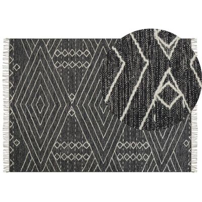 Beliani Baumwoll-Teppich 140 x 200 cm Schwarz Weiß KHENIFRA - Teppich Beliani Baumwoll-Teppich 140 x 200 cm Schwarz Weiß KHENIFRA - Teppich