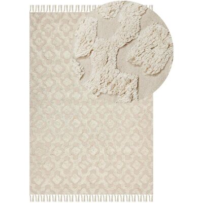 Beliani Baumwolle Teppich - Beige, 160x230 cm, Geometrisches Muster - Wohnzimmer Beliani Baumwolle Teppich - Beige, 160x230 cm, Geometrisches Muster - Wohnzimmer