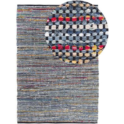 Beliani Baumwollrechteck Teppich - Buntes Boho-Design Beliani Baumwollrechteck Teppich - Buntes Boho-Design