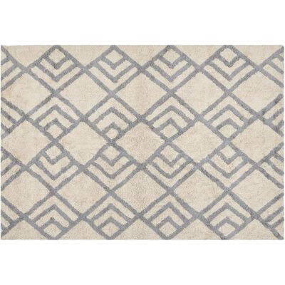 Beliani Baumwoll-Teppich Beige und Grau 140 x 200 cm - Rechteckig Beliani Baumwoll-Teppich Beige und Grau 140 x 200 cm - Rechteckig