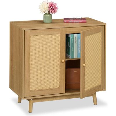 Relaxdays Sideboard - Rattan-Optik, Holz, 75x80x40cm Relaxdays Sideboard - Rattan-Optik, Holz, 75x80x40cm