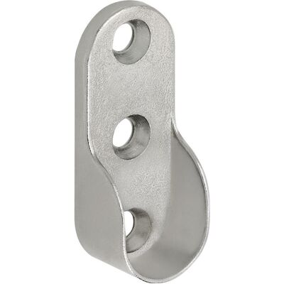 Grimme, Kleiderschrank Zubehör, Schrankrohrlager Oval 1 für Schrankrohr, 3 Schraublöcher, Zink vernickelt Grimme, Kleiderschrank Zubehör, Schrankrohrlager Oval 1 für Schrankrohr, 3 Schraublöcher, Zink vernickelt