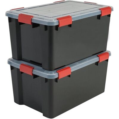 Iris, Aufbewahrungsbox, Airtight Opbergbox - 50L - Kunststof - Zwart/Rood - Set van 2 (39 cm, 50 l, 2x) Iris, Aufbewahrungsbox, Airtight Opbergbox - 50L - Kunststof - Zwart/Rood - Set van 2 (39 cm, 50 l, 2x)