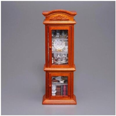 Reutter, Miniaturen, Esszimmer Vitrine aus Holz mit Porzellan, Pfeife und Spirituosen Reutter, Miniaturen, Esszimmer Vitrine aus Holz mit Porzellan, Pfeife und Spirituosen