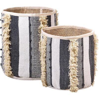 Beliani Set aus 2 Baumwoll-Aufbewahrungskörben - Beige, Grau - 40/45cm Beliani Set aus 2 Baumwoll-Aufbewahrungskörben - Beige, Grau - 40/45cm
