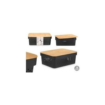 Kinvara, Aufbewahrungsbox, Mehrzweckbox perforierter Bambusdeckel schwarz mdn (26.20 cm) Kinvara, Aufbewahrungsbox, Mehrzweckbox perforierter Bambusdeckel schwarz mdn (26.20 cm)