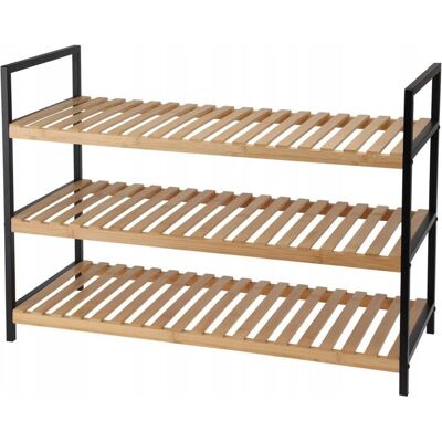 Storage Solutions, Schuhschrank, Półka na buty, 3 poziomy, bambus i metalowy stelaż, 70 x 30 x 48,5 cm (70 x 30 x 48.50 cm) Storage Solutions, Schuhschrank, Półka na buty, 3 poziomy, bambus i metalowy stelaż, 70 x 30 x 48,5 cm (70 x 30 x 48.50 cm)