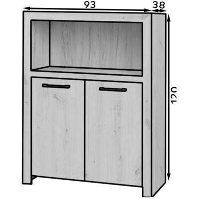 ADRK Furniture, Kommode + Sideboard, Zweitürige Kommode JANEZ (93 x 38 x 120 cm) ADRK Furniture, Kommode + Sideboard, Zweitürige Kommode JANEZ (93 x 38 x 120 cm)
