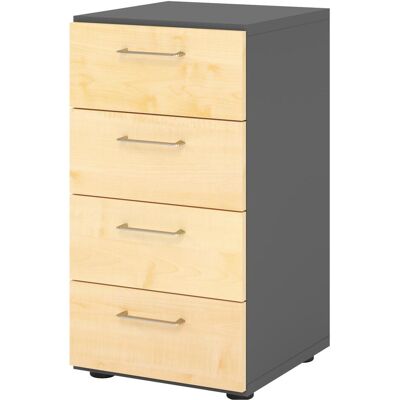 Hammerbacher, Aktenschrank, Regal 2OH, 4 Schübe, BS Graphit/Ahorn (40 x 41.70 x 74.80 cm) Hammerbacher, Aktenschrank, Regal 2OH, 4 Schübe, BS Graphit/Ahorn (40 x 41.70 x 74.80 cm)