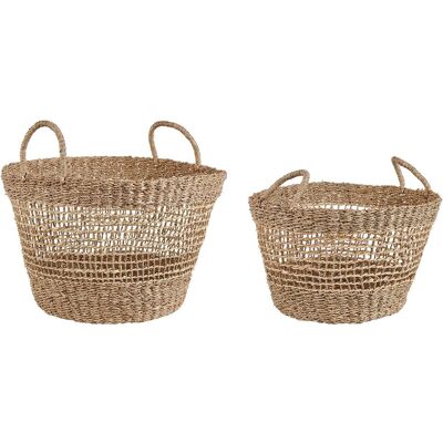 Beliani Set aus 2 Seagrass Körben Natur - Korb Beliani Set aus 2 Seagrass Körben Natur - Korb