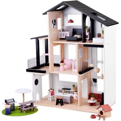Jokomisiada, Regal Zubehör, Drewniany domek dla lalek Loft z lalkami (ZA5073) Jokomisiada, Regal Zubehör, Drewniany domek dla lalek Loft z lalkami (ZA5073)