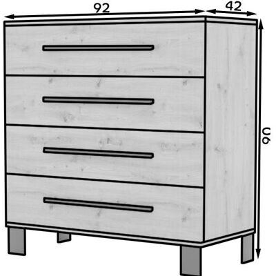 ADRK Furniture, Kommode + Sideboard, Kommode MALEN (92 x 42 x 90 cm) ADRK Furniture, Kommode + Sideboard, Kommode MALEN (92 x 42 x 90 cm)