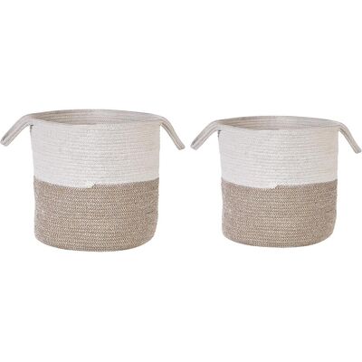 Beliani Set aus 2 Aufbewahrungskörben Beige Weiß Baumwolle - Wäschekörbe Beliani Set aus 2 Aufbewahrungskörben Beige Weiß Baumwolle - Wäschekörbe