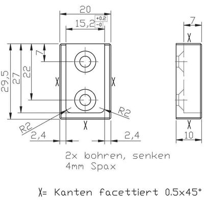 Möbelausstattung - Schrankrohrlager eckig - cabinet hardware Möbelausstattung - Schrankrohrlager eckig - cabinet hardware