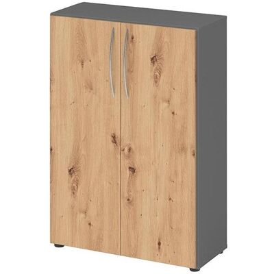 HAMMERBACHER Aktenschrank - 2 Fachböden, Graphit & Eiche HAMMERBACHER Aktenschrank - 2 Fachböden, Graphit & Eiche