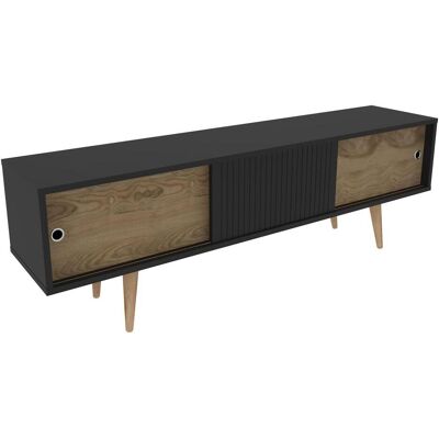 Hanah Home - Megan TV-Möbel - Anthrazit & Eiche - 160x34,5x45 cm - TV Möbel Hanah Home - Megan TV-Möbel - Anthrazit & Eiche - 160x34,5x45 cm - TV Möbel