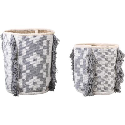Beliani Set aus 2 Aufbewahrungsboxen - Baumwolle Off-White und Grau Beliani Set aus 2 Aufbewahrungsboxen - Baumwolle Off-White und Grau