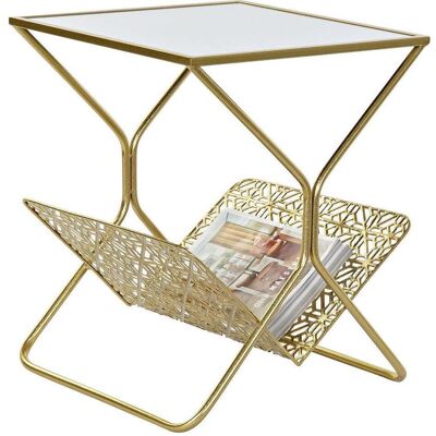 DKD Home Decor, Dokumentenablage, Magazine rack Golden Metal Mirror 45 x 45 x 55 cm DKD Home Decor, Dokumentenablage, Magazine rack Golden Metal Mirror 45 x 45 x 55 cm