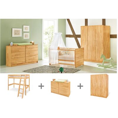 Pinolino, Komplett-Babyzimmer, Jugendzimmer „Natura” extrabreit gross mit Hochbett, 3-tlg. (Kinderkleiderschrank) Pinolino, Komplett-Babyzimmer, Jugendzimmer „Natura” extrabreit gross mit Hochbett, 3-tlg. (Kinderkleiderschrank)