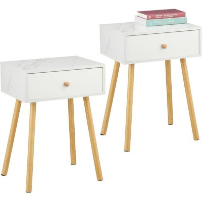 Relaxdays, Nachttisch, Nachttisch Marmoroptik & Holzbeine (40 x 32 x 55 cm) Relaxdays, Nachttisch, Nachttisch Marmoroptik & Holzbeine (40 x 32 x 55 cm)