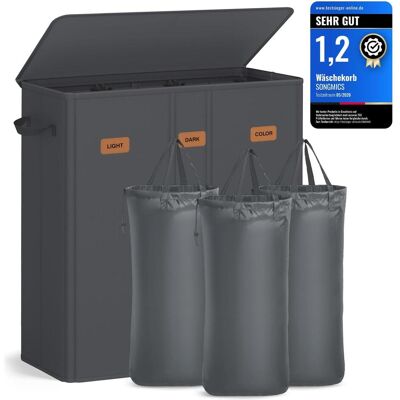 Songmics, Wäschekorb, Kosz na pranie Kosz na pranie 3 przegrody 160 l atramentowy czarny Songmics, Wäschekorb, Kosz na pranie Kosz na pranie 3 przegrody 160 l atramentowy czarny