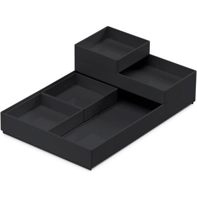 Moxom, Aufbewahrungsbox, Behälter-Set Modular Tray, 250x170x35mm, 5 Stück, schwarz (17 cm, 5x) Moxom, Aufbewahrungsbox, Behälter-Set Modular Tray, 250x170x35mm, 5 Stück, schwarz (17 cm, 5x)