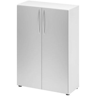 HAMMERBACHER Weiß und Silber Aktenschrank - 2 Fachböden - 80x34,6x114,4 cm HAMMERBACHER Weiß und Silber Aktenschrank - 2 Fachböden - 80x34,6x114,4 cm
