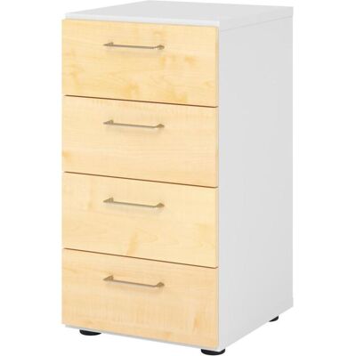 Weiß/Ahorn Aktenschrank - Regal 2OH, 4 Schübe Weiß/Ahorn Aktenschrank - Regal 2OH, 4 Schübe