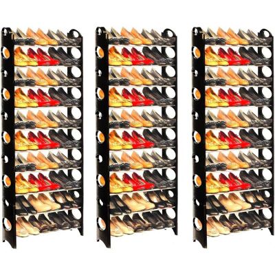Grafner, Schuhschrank, 3er Set Schuhregal auf 10 Ebenen für 30 Paar Schuhe Schuhständer individuell aufstellbar (62 x 31 x 157 cm) Grafner, Schuhschrank, 3er Set Schuhregal auf 10 Ebenen für 30 Paar Schuhe Schuhständer individuell aufstellbar (62 x 31 x 157 cm)