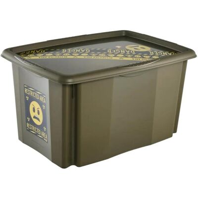 keeeper, Aufbewahrungsbox, Aufbewahrungsbox karolina "Emoji Danger", 45 Liter Dreh-/Stapelbox mit Deckel, aus PP, olivgrün (40 cm, 45 l) keeeper, Aufbewahrungsbox, Aufbewahrungsbox karolina "Emoji Danger", 45 Liter Dreh-/Stapelbox mit Deckel, aus PP, olivgrün (40 cm, 45 l)