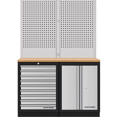 Kraftwerk, Werkstattschrank, Mobilio 2er Kombi Lochwand, Buche Mulipl., 9 Schubladen (136 cm, 200 cm) Kraftwerk, Werkstattschrank, Mobilio 2er Kombi Lochwand, Buche Mulipl., 9 Schubladen (136 cm, 200 cm)