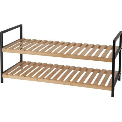Aufbewahrungslösungen - Schuhregal aus Metall & Bambus - 70x30x32 cm Aufbewahrungslösungen - Schuhregal aus Metall & Bambus - 70x30x32 cm