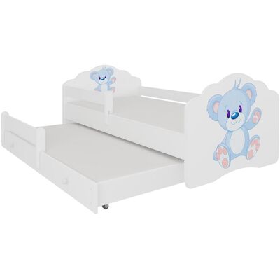 ADRK Furniture, Kinderbett, Doppelbett mit Geländer und Matratzen CASIMO II BLUE BEAR 160x80 (80 x 160 cm) ADRK Furniture, Kinderbett, Doppelbett mit Geländer und Matratzen CASIMO II BLUE BEAR 160x80 (80 x 160 cm)