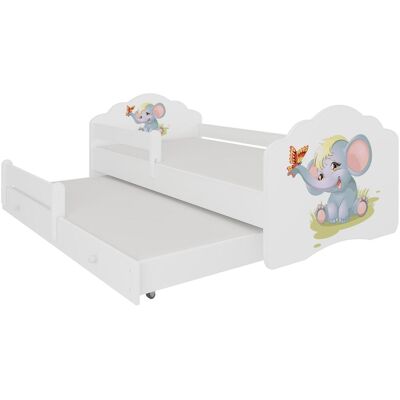 ADRK Furniture, Kinderbett, Doppelbett mit Geländer und Matratzen CASIMO II ELEPHANT 160x80 (80 x 160 cm) ADRK Furniture, Kinderbett, Doppelbett mit Geländer und Matratzen CASIMO II ELEPHANT 160x80 (80 x 160 cm)