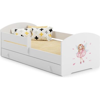 ADRK Furniture, Kinderbett, Bett mit Matratze, Lattenrost und Schublade PEPE GIRL WITH WINGS 140x70 ADRK Furniture, Kinderbett, Bett mit Matratze, Lattenrost und Schublade PEPE GIRL WITH WINGS 140x70