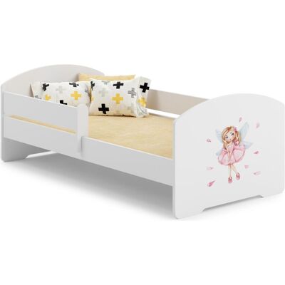 ADRK Furniture, Kinderbett, Bett mit Matratze und Geländer PEPE GIRL WITH WINGS 140x70 ADRK Furniture, Kinderbett, Bett mit Matratze und Geländer PEPE GIRL WITH WINGS 140x70