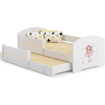 ADRK Furniture, Kinderbett, Doppelbett mit Geländer und Matratzen PEPE II GIRL WITH WINGS 160x80 ADRK Furniture, Kinderbett, Doppelbett mit Geländer und Matratzen PEPE II GIRL WITH WINGS 160x80