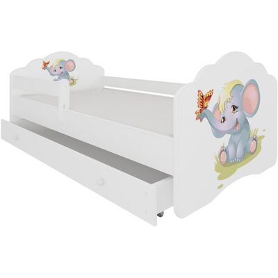 ADRK Furniture, Kinderbett, Bett mit Matratze, Lattenrost und Schublade CASIMO ELEPHANT 140x70 ADRK Furniture, Kinderbett, Bett mit Matratze, Lattenrost und Schublade CASIMO ELEPHANT 140x70