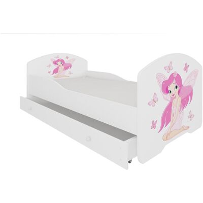 ADRK Furniture, Kinderbett, Bett mit Matratze und Schublade PEPE GIRL WITH WINGS 140x70 (70 x 140 cm) ADRK Furniture, Kinderbett, Bett mit Matratze und Schublade PEPE GIRL WITH WINGS 140x70 (70 x 140 cm)