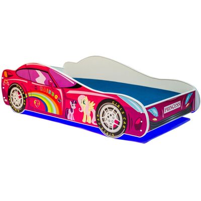 ADRK Furniture, Kinderbett, Bett mit Matratze und Beleuchtung LED CAR PINK 140x70 ADRK Furniture, Kinderbett, Bett mit Matratze und Beleuchtung LED CAR PINK 140x70