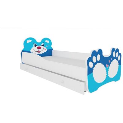 ADRK Furniture, Kinderbett, Bett mit Matratze und Schublade BEAR BLUE 160x80 ADRK Furniture, Kinderbett, Bett mit Matratze und Schublade BEAR BLUE 160x80