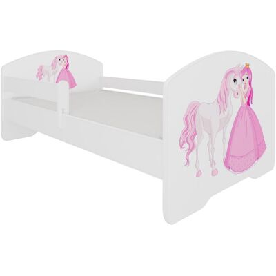 ADRK Furniture, Kinderbett, Bett mit Matratze und Geländer PEPE PRINCESS AND HORSE 140x70 ADRK Furniture, Kinderbett, Bett mit Matratze und Geländer PEPE PRINCESS AND HORSE 140x70