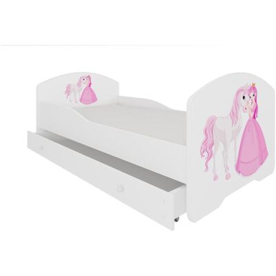 ADRK Furniture, Kinderbett, Bett mit Matratze und Schublade PEPE PRINCESS AND HORSE 160x80 ADRK Furniture, Kinderbett, Bett mit Matratze und Schublade PEPE PRINCESS AND HORSE 160x80