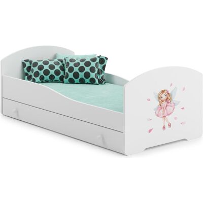 ADRK Furniture, Kinderbett, Bett mit Matratze und Schublade PEPE GIRL WITH WINGS 160x80 ADRK Furniture, Kinderbett, Bett mit Matratze und Schublade PEPE GIRL WITH WINGS 160x80