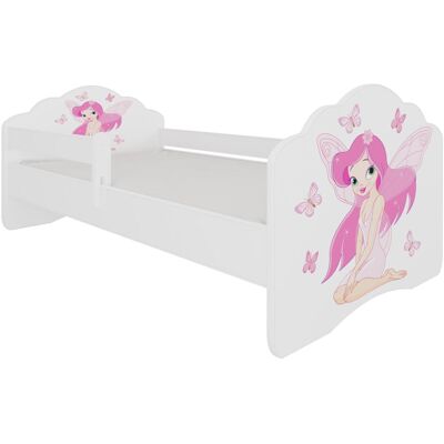 ADRK Furniture, Kinderbett, Bett mit Matratze und Geländer CASIMO GIRL WITH WINGS 140x70 ADRK Furniture, Kinderbett, Bett mit Matratze und Geländer CASIMO GIRL WITH WINGS 140x70